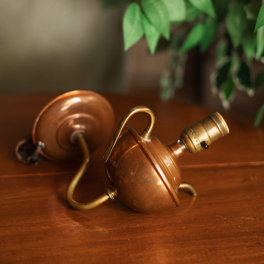 Copper Tea Kettle Plug-in Wall Lamp