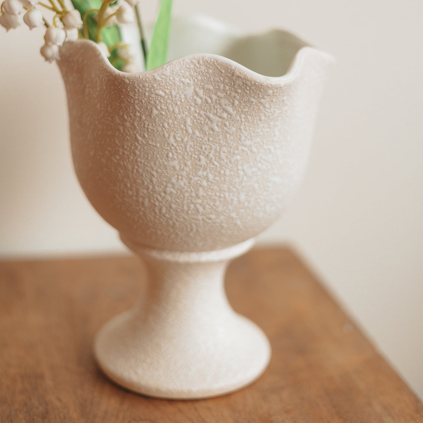 MCM Textured Footed White Vase