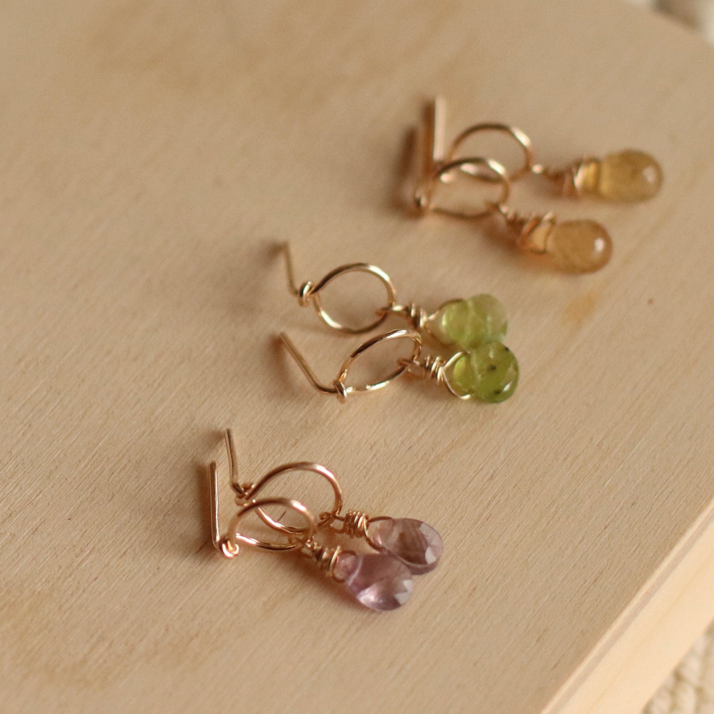Cire’ Alexandria | Gemstone Circle Drops, 14K Gold Filled, Choose Stone