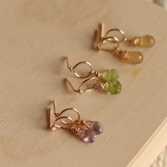 Cire’ Alexandria | Gemstone Circle Drops, 14K Gold Filled, Choose Stone