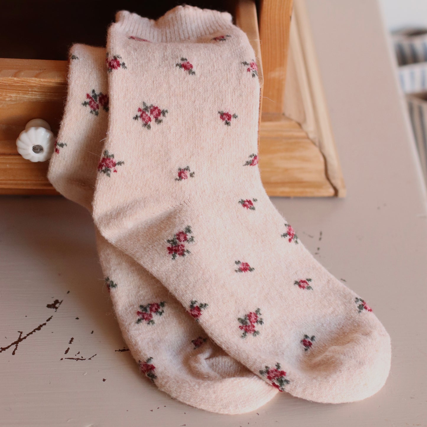 Dune Socks | Extra Soft Tiny Floral Socks, Cream