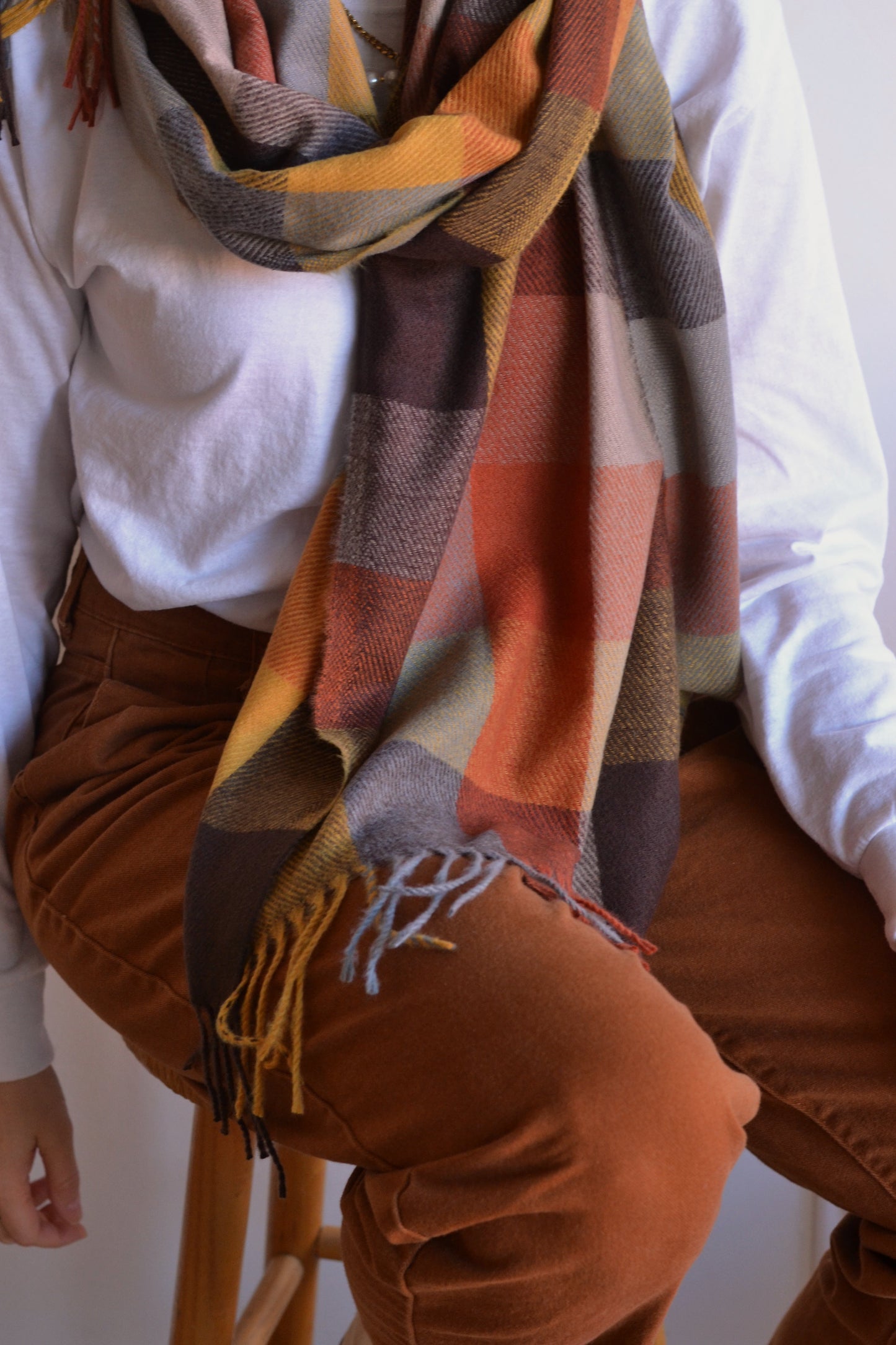 Funky | Super Soft Plaid Scarf, Brown