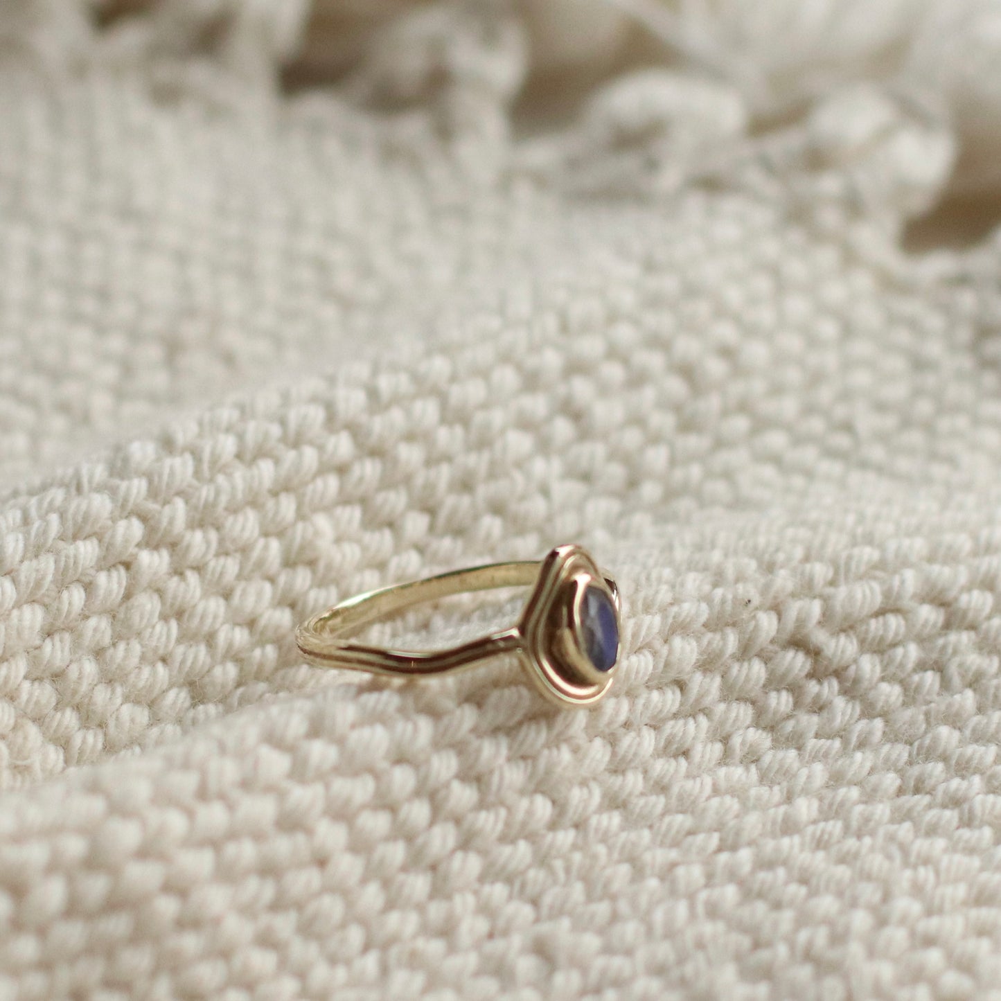 Baizaar | Blue Labradorite Swirl Ring, Brass