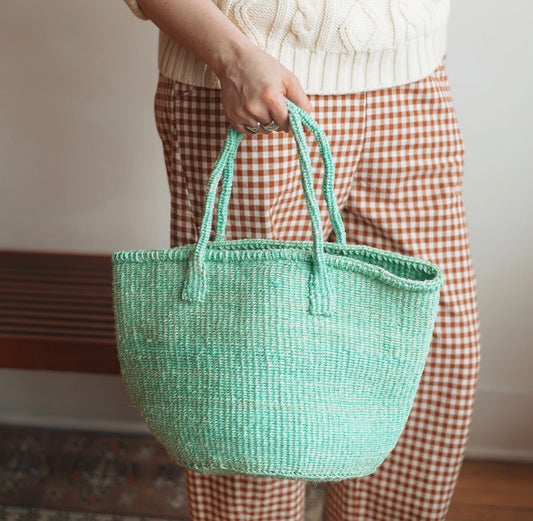 Amsha | Medium Sisal Tote, Seafoam