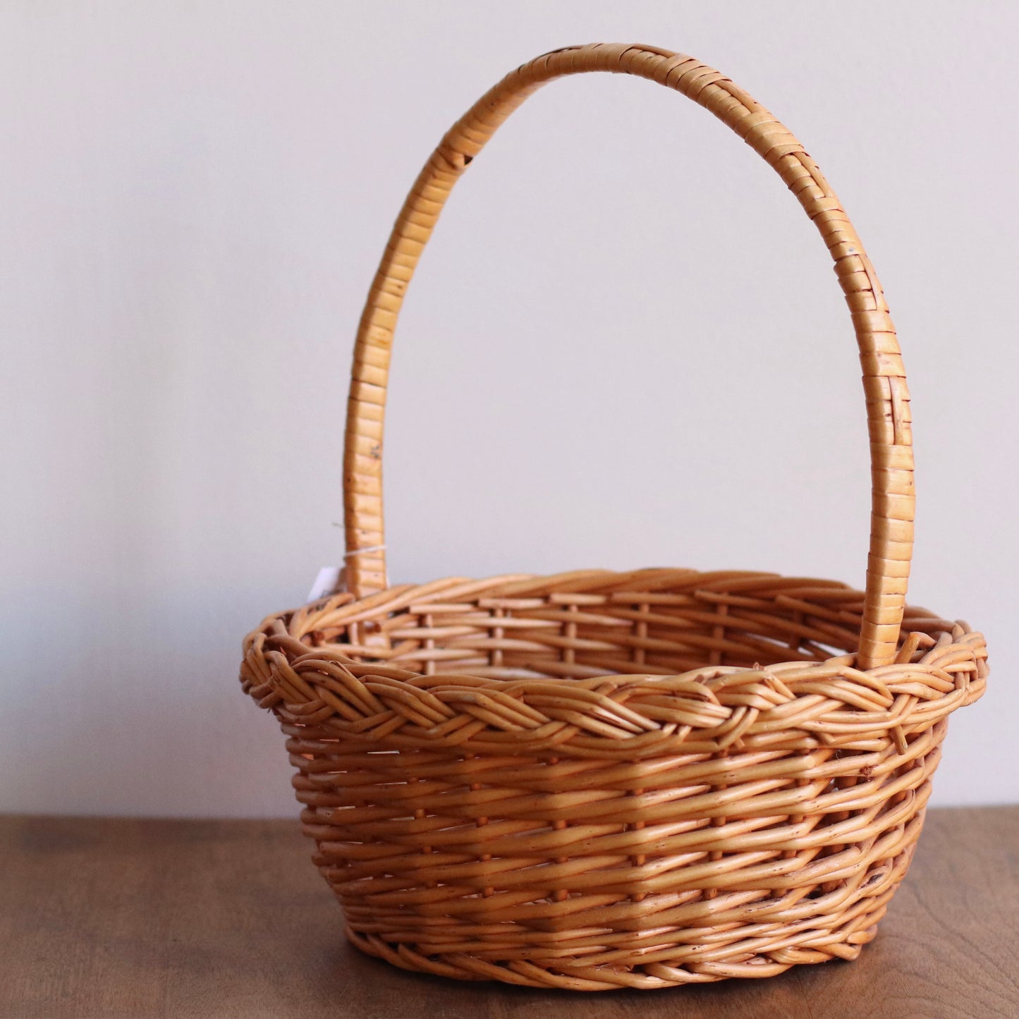 Handled Basket with Braided Rim