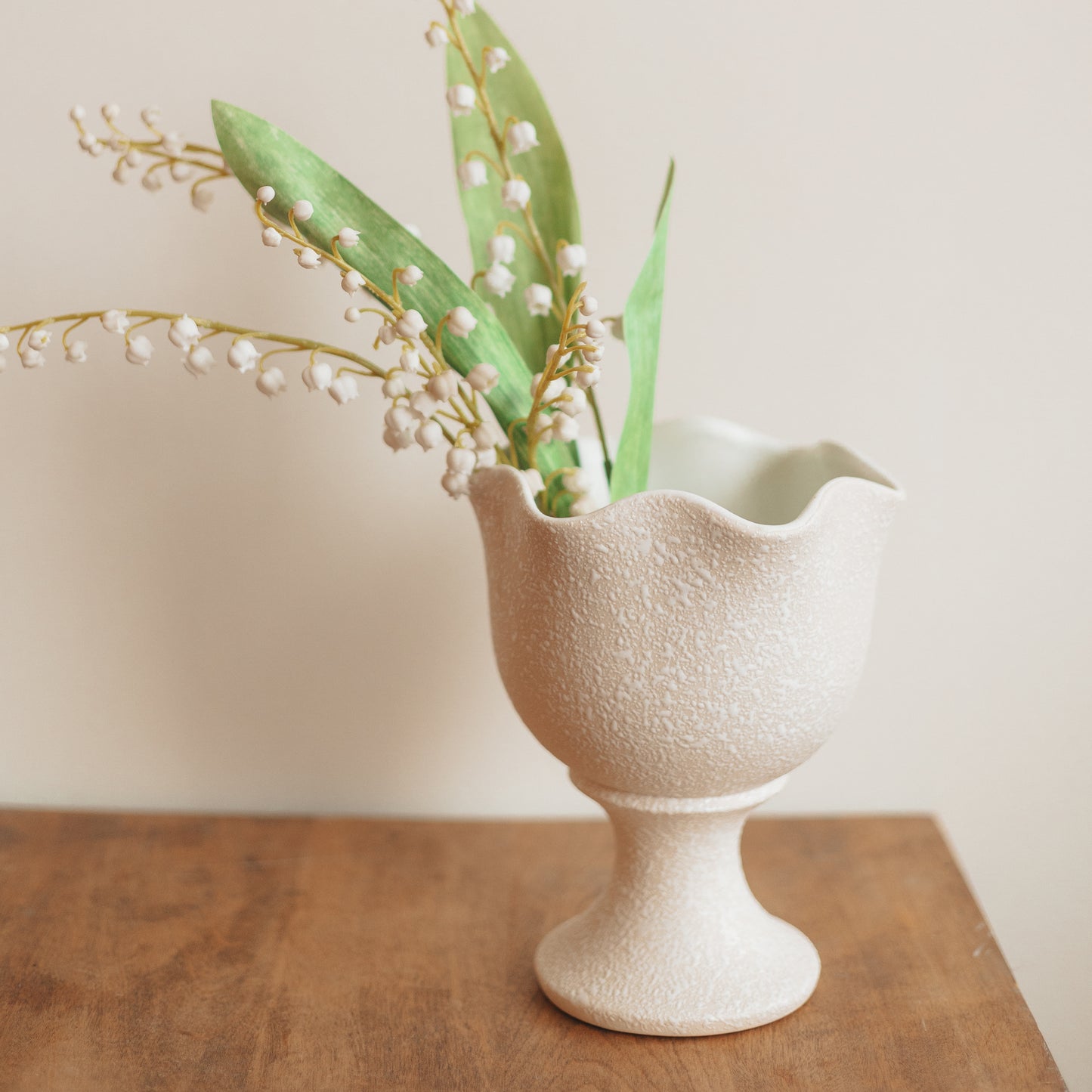 MCM Textured Footed White Vase