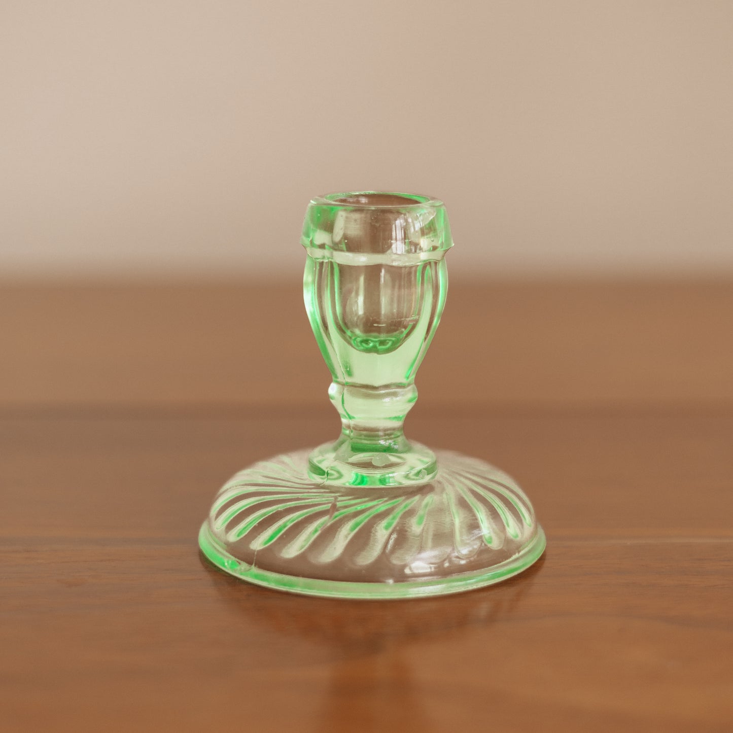 Green Glass Candlestick Holder