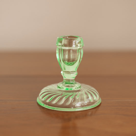 Green Glass Candlestick Holder