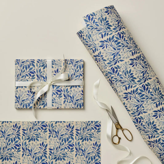 Wanderlust Studio |  Blue Flora Gift Wrap