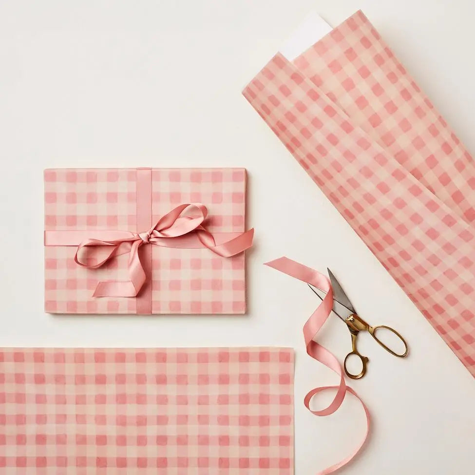 Wanderlust Studio |  Pink Gingham Gift Wrap