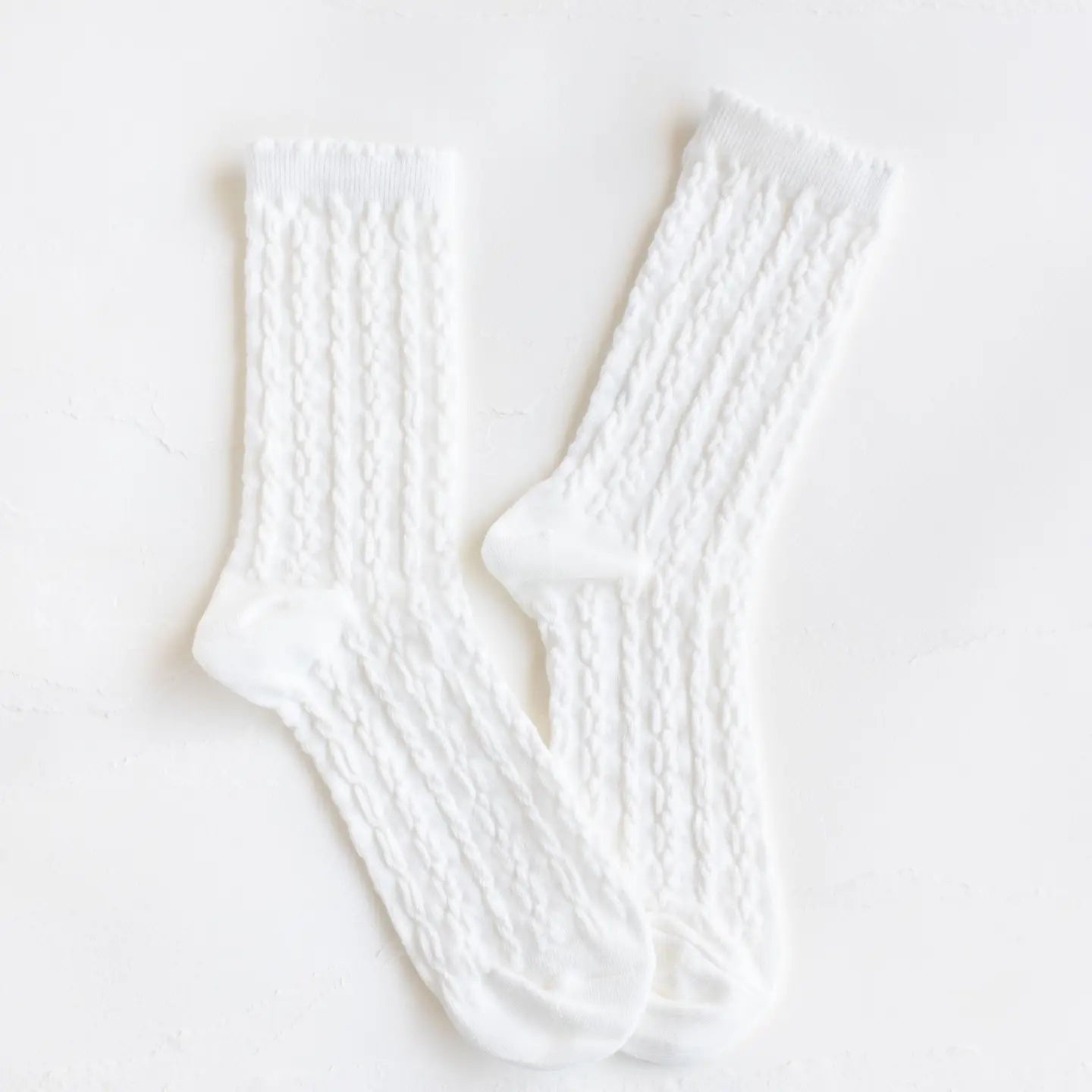 Tiepology | Floral Twist Casual Sock, White