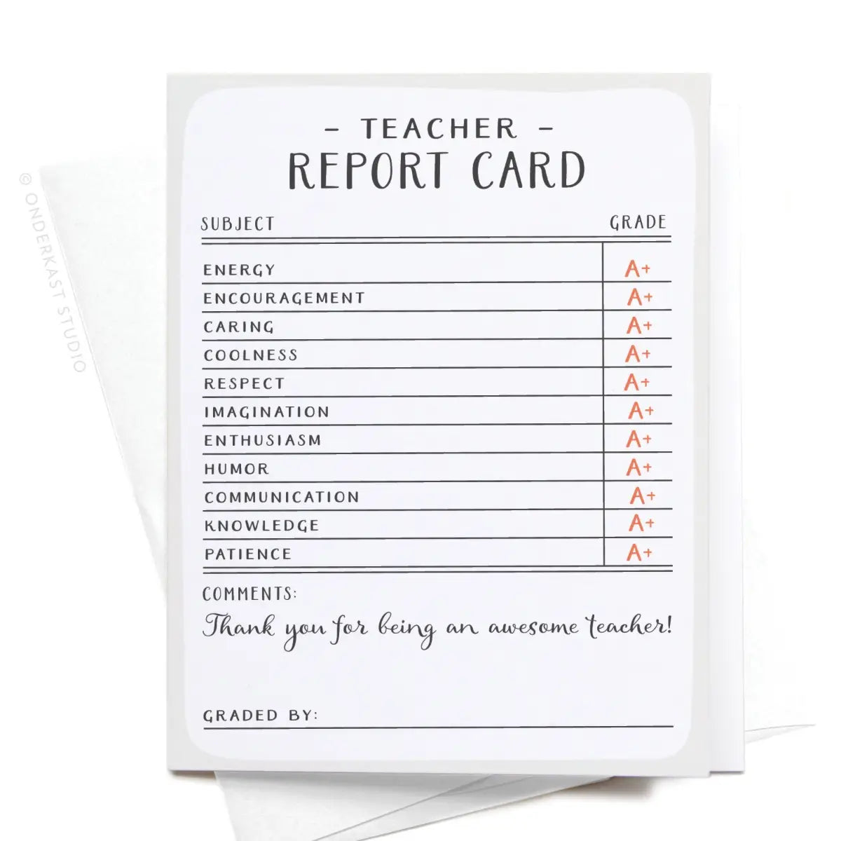 Onderkast Studio | Teacher Report Card Greetings Card