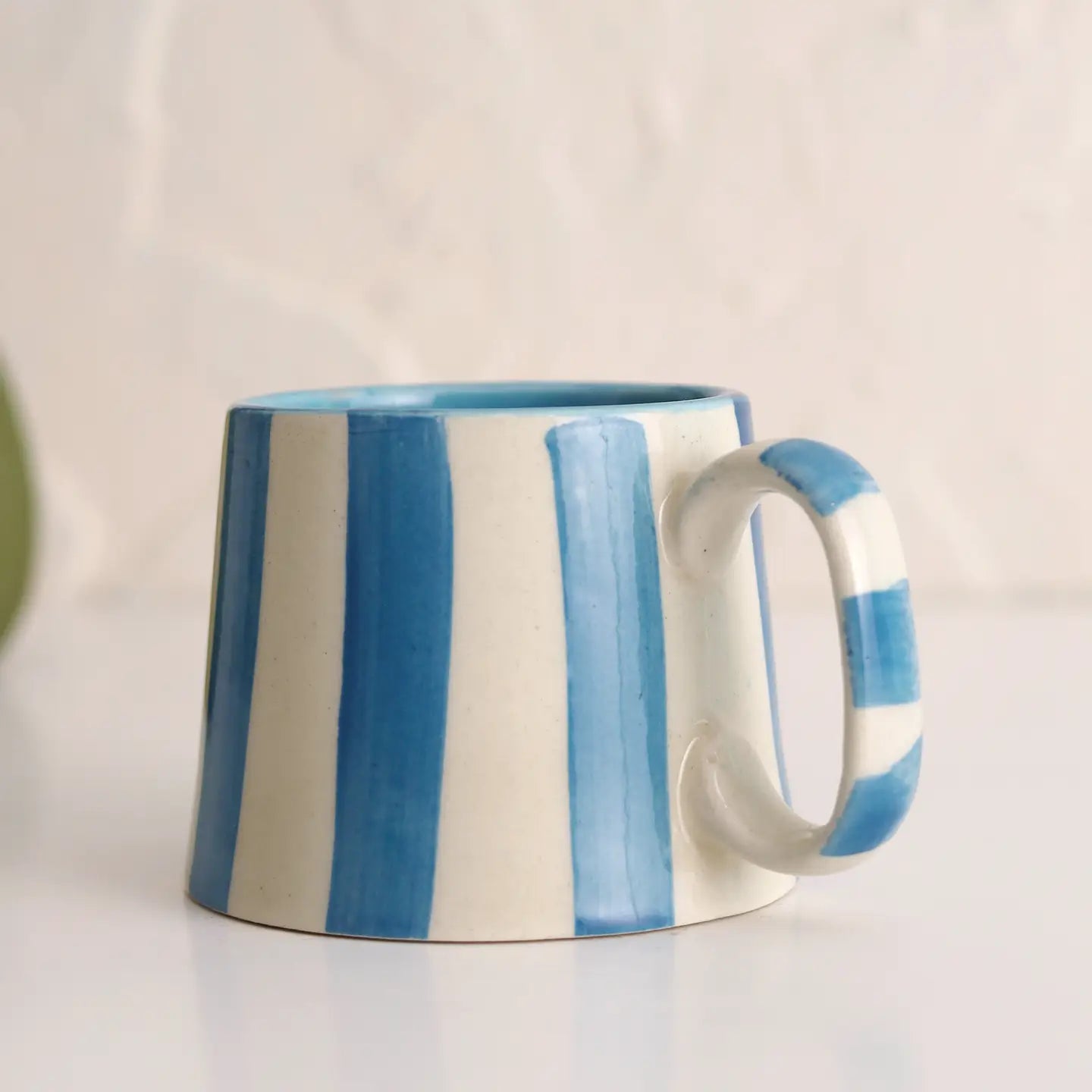 Casa Amarosa | Ceramic Blue Striped Coffee Mug