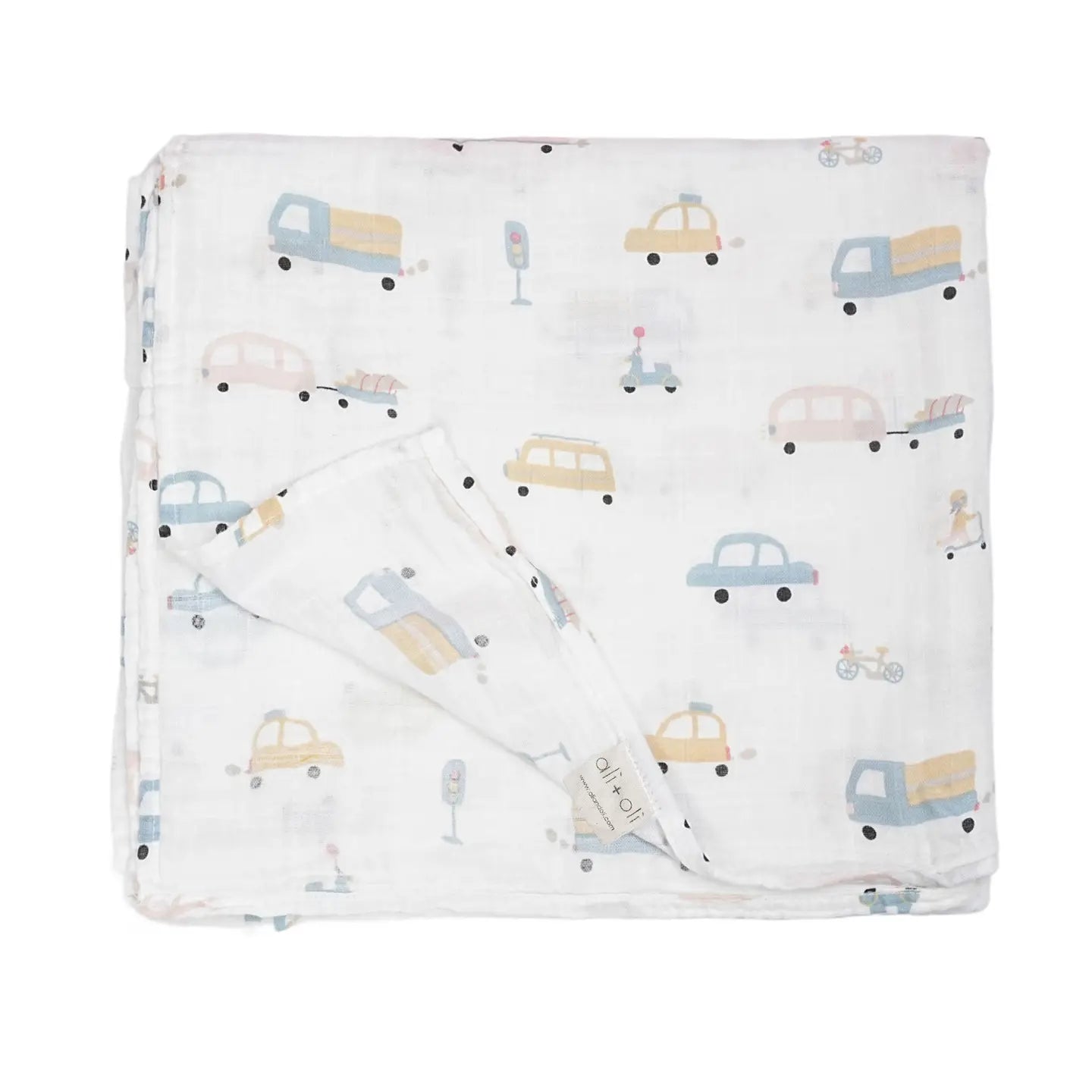 Ali + Oli | Muslin Swaddling Blanket, Automobile