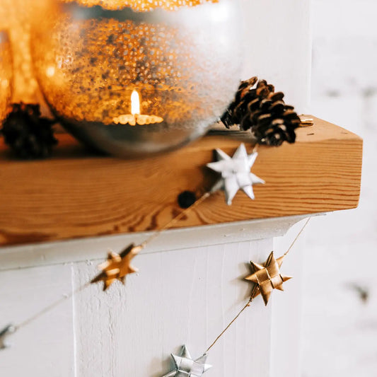 Ten Thousand Villages | Gold and Silver Palm Star Garland