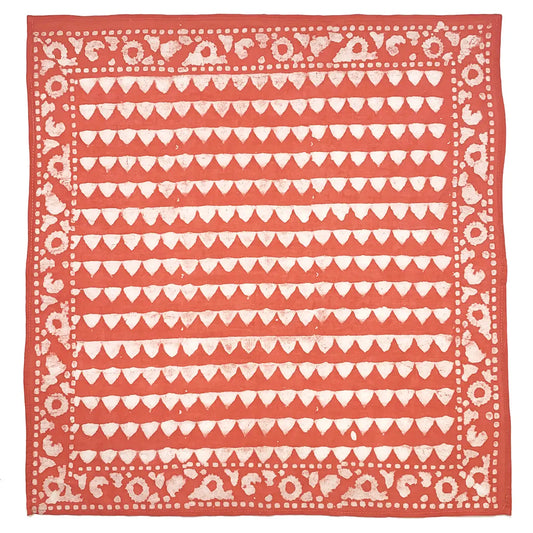 Anju | Block Printed Bandana -Red Orange Triangles Abstract Border