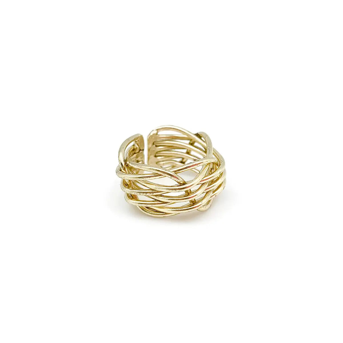 Anju Jewelry | Gold Plated Brass Adjustable Ring, Woven Wires