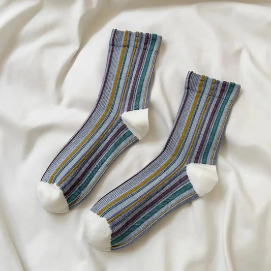 Funky | Bohemian Colorblock Striped Socks, Turquoise