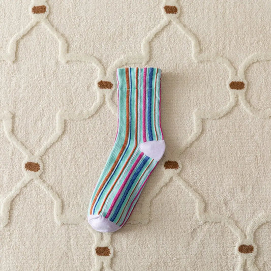 Funky | Bohemian Colorblock Striped Socks, Purple