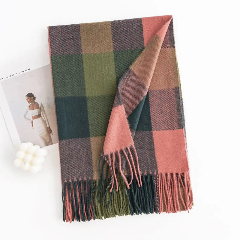 Funky | Super Soft Plaid Scarf, Pink and Green