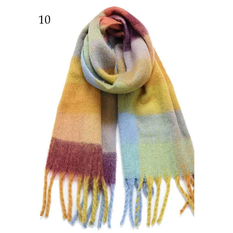 Adorro | Chunky Oblong Plaid Scarf, Yellow