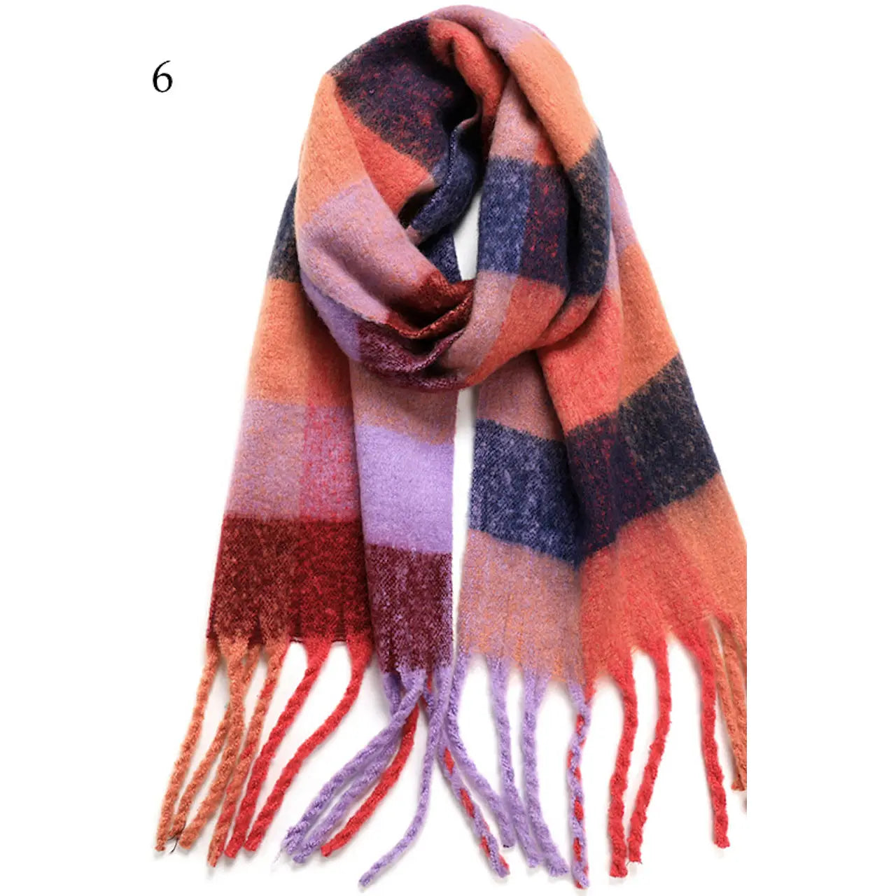 Adorro | Chunky Oblong Plaid Scarf, Pink Purple