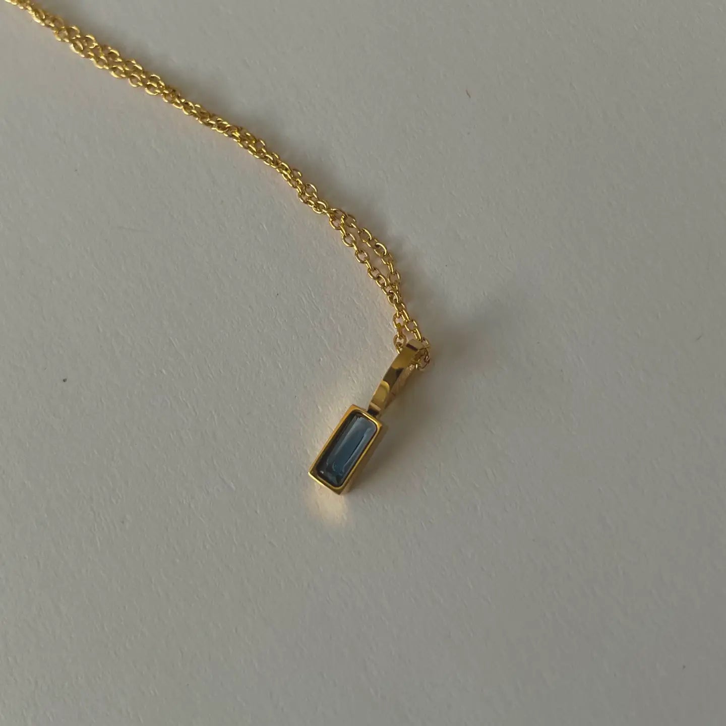 Namaste Jewelry | Blue CZ Rectangular Necklace