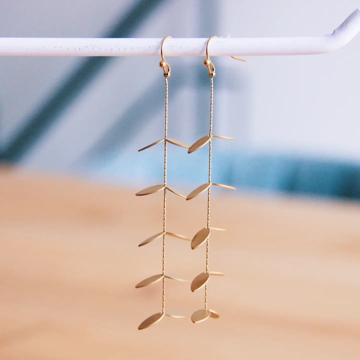 Bazou | Fine Wire Leaf Earrings
