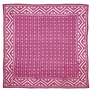 Anju | Block Printed Bandana - Fuscia Pink Dots and Chevron