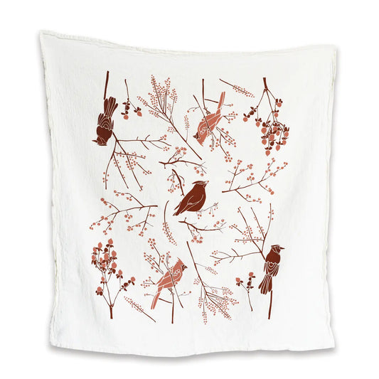 June & December | Birds + Berries, 100% Cotton Tea Towel