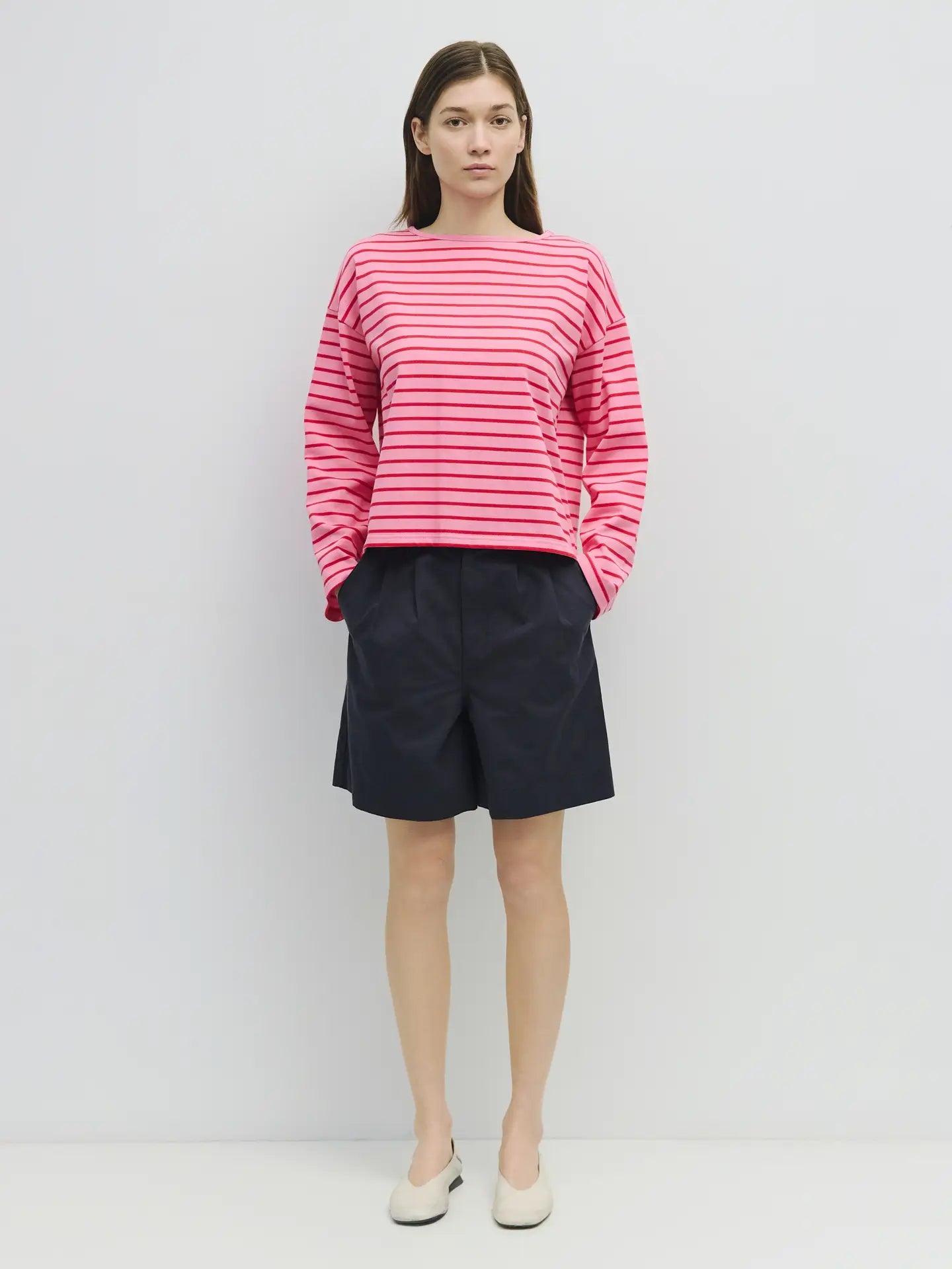 MOD REF | The Moore Top, Oversized Striped Long Sleeve Top, Pink Red