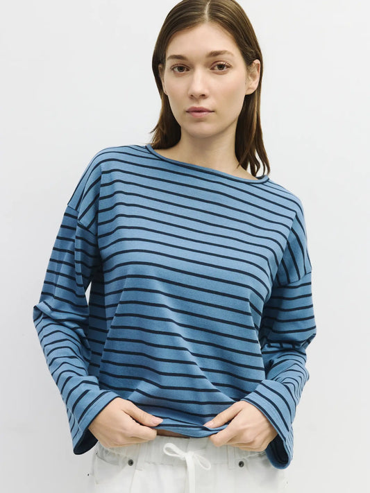 MOD REF | The Moore Top, Oversized Striped Long Sleeve Top, Blue Navy