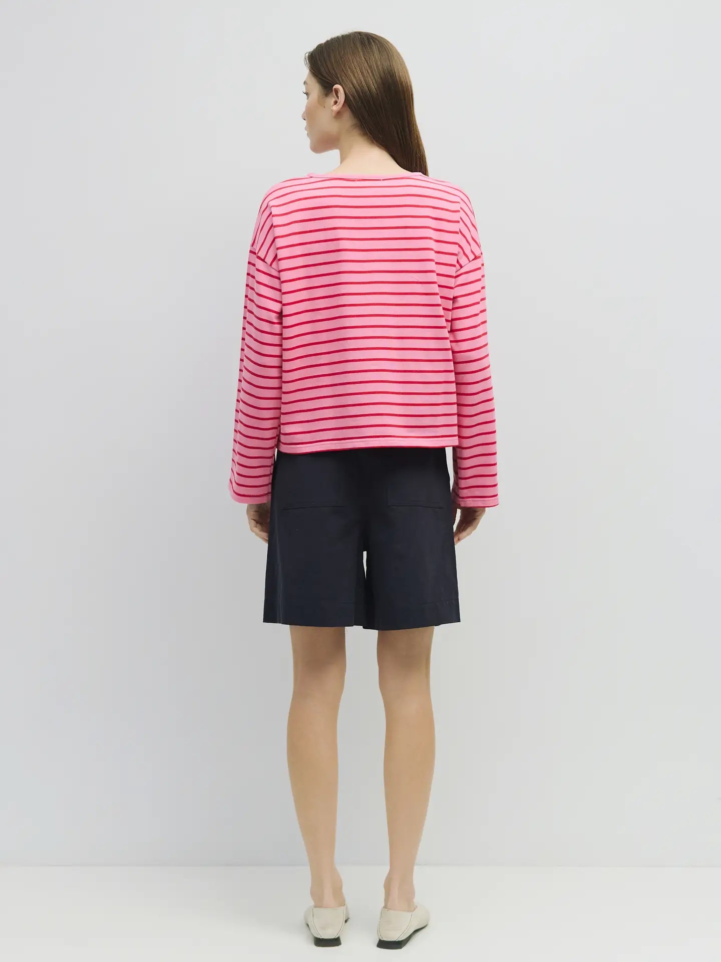 MOD REF | The Moore Top, Oversized Striped Long Sleeve Top, Pink Red