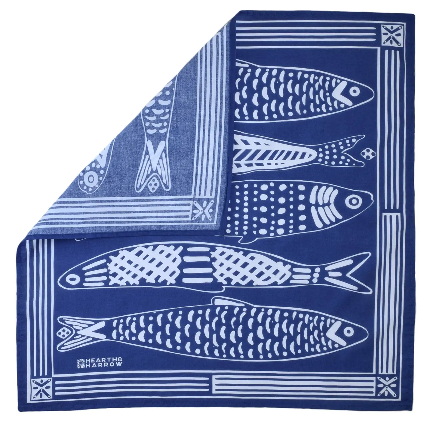 Hearth and Harrow | 100% Cotton Nautical Print Bandana, Navy