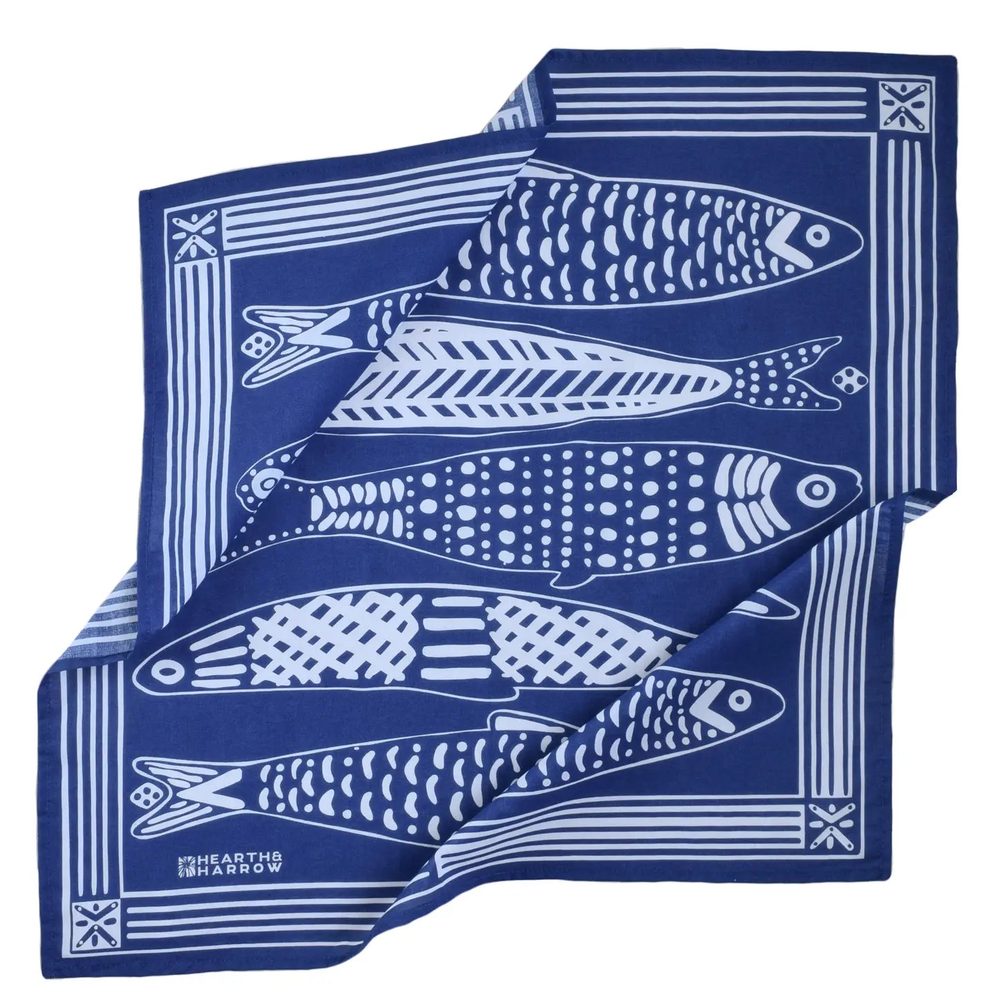 Hearth and Harrow | 100% Cotton Nautical Print Bandana, Navy