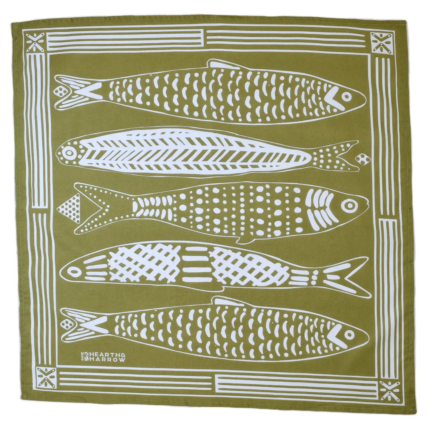 Hearth and Harrow | 100% Cotton Nautical Print Bandana, Green