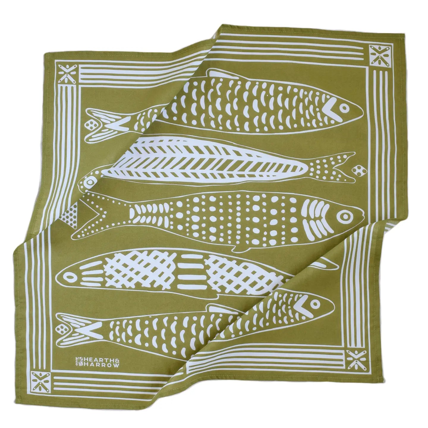 Hearth and Harrow | 100% Cotton Nautical Print Bandana, Green