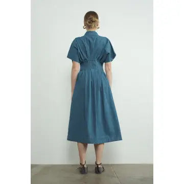 Aaron and Amber | Denim Button Front Pleated Dress