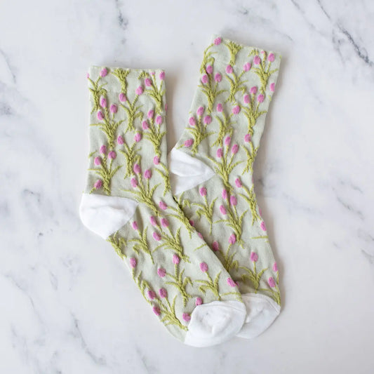 Tiepology | Vintage Tulip Casual Sock, Sage