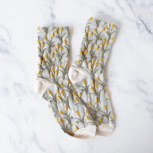 Tiepology | Vintage Tulip Casual Sock, Beige