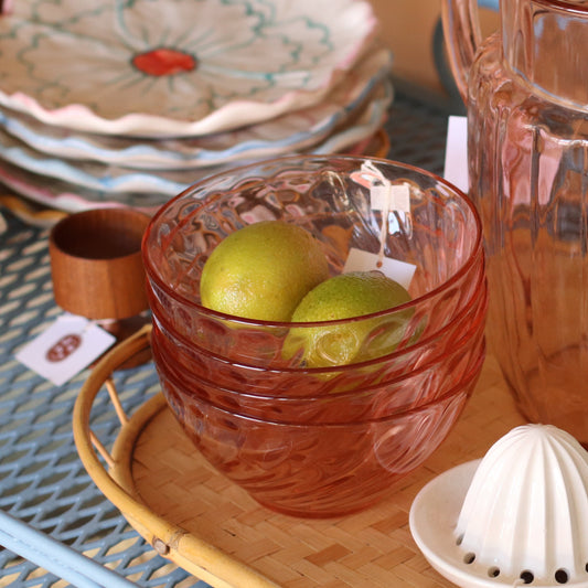Pink Depression Glass Bowls, set of 4
