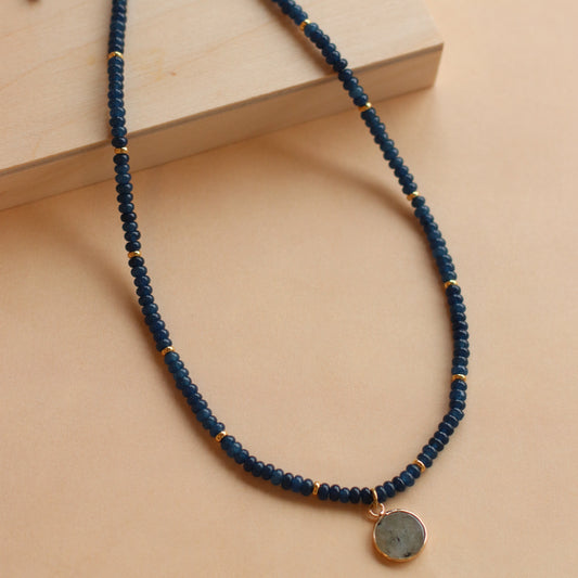 Cire' Alexandria  | Blue Jade Necklace with Labradorite Pendant