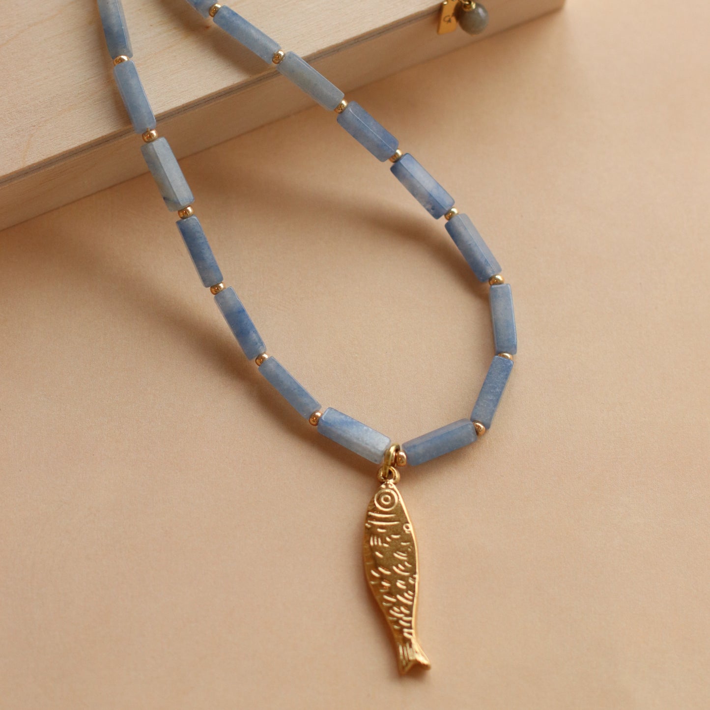 Cire' Alexandria  | Blue Jade Beaded Necklace with Fish Pendant