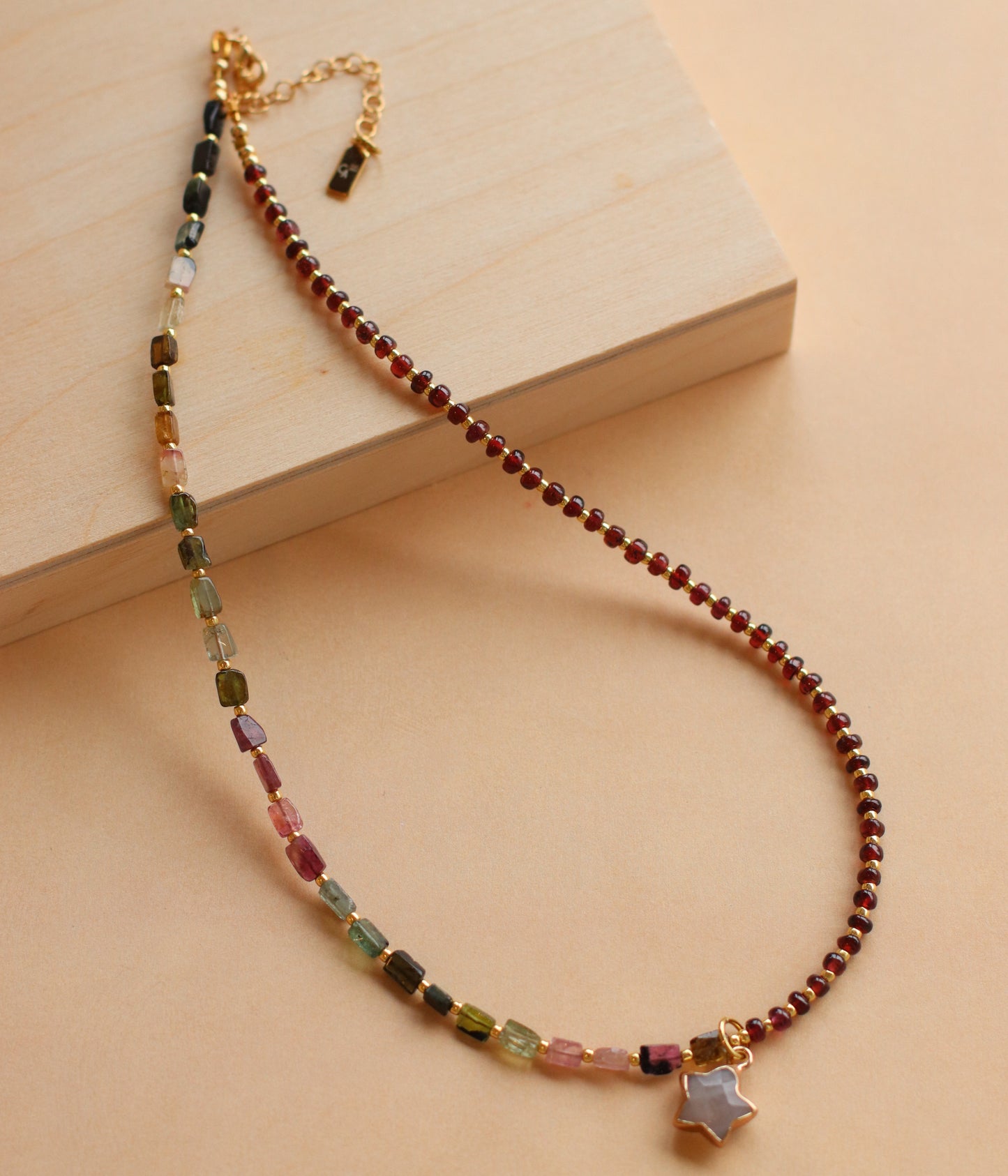Cire' Alexandria  | Genuine Watermelon Tormaline and Garnet Necklace