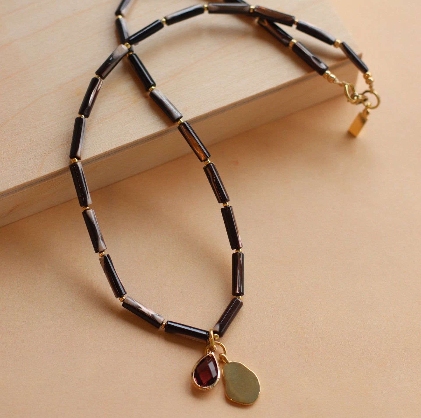Cire' Alexandria  | Chocolate Mother of Pearl Beaded Necklace