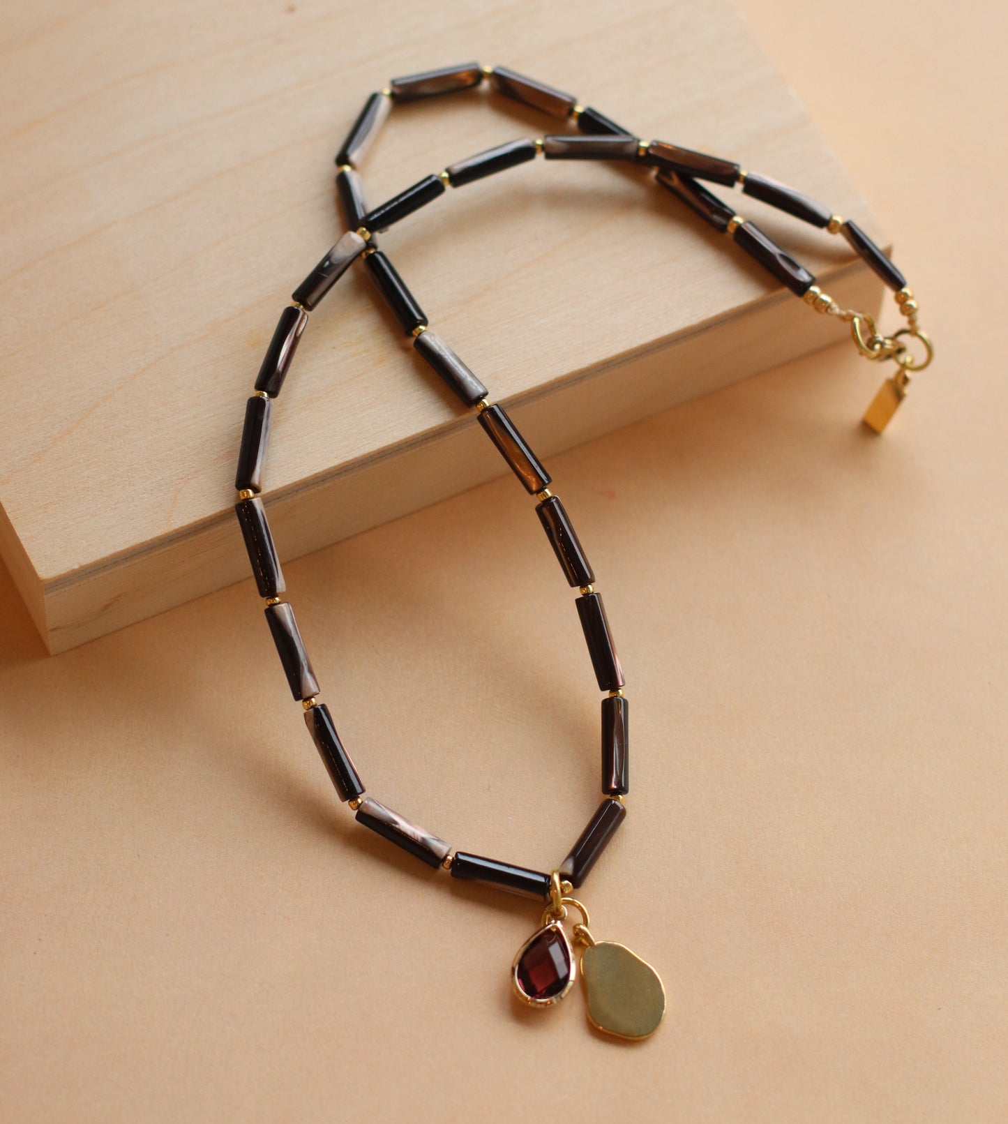 Cire' Alexandria  | Chocolate Mother of Pearl Beaded Necklace
