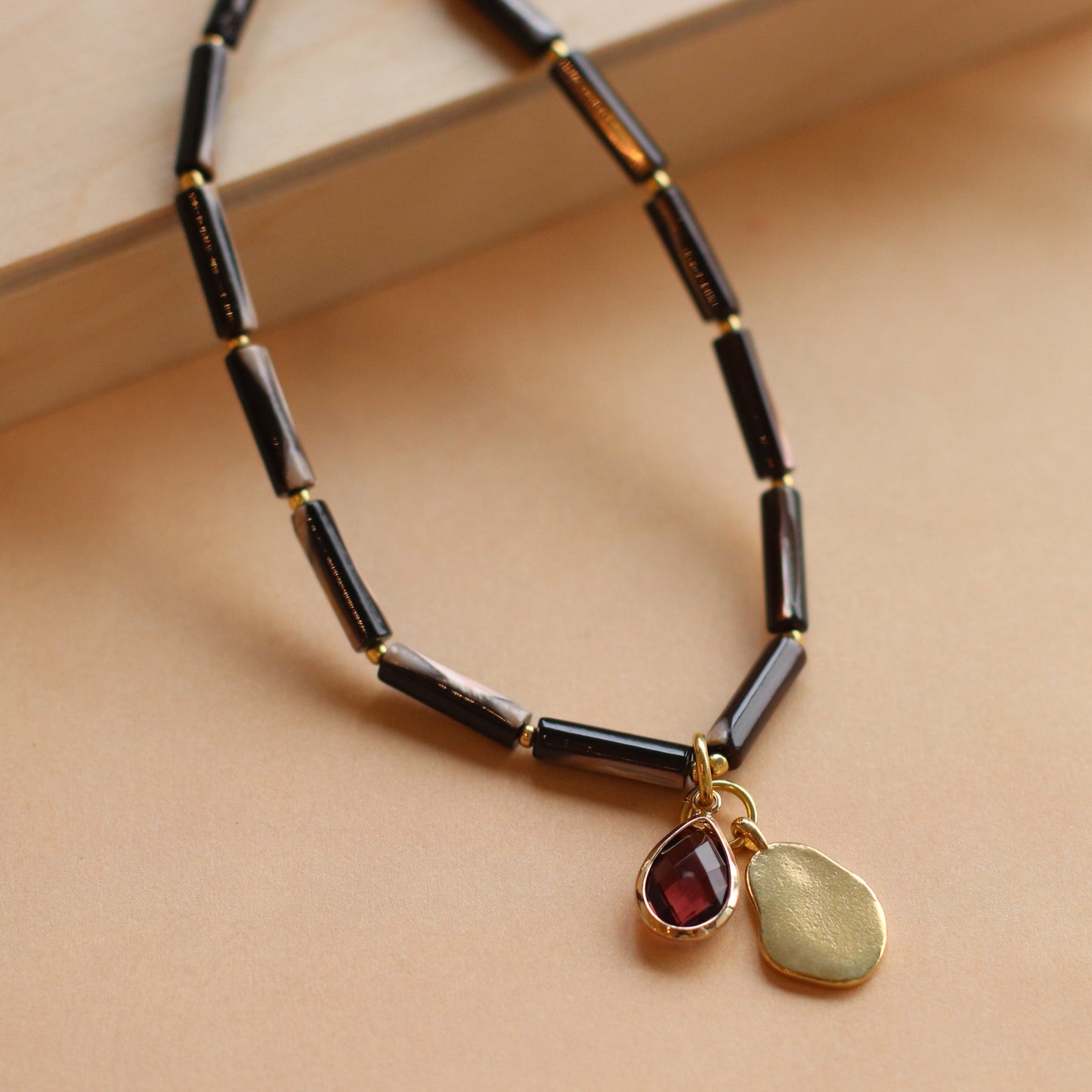 Cire' Alexandria  | Chocolate Mother of Pearl Beaded Necklace