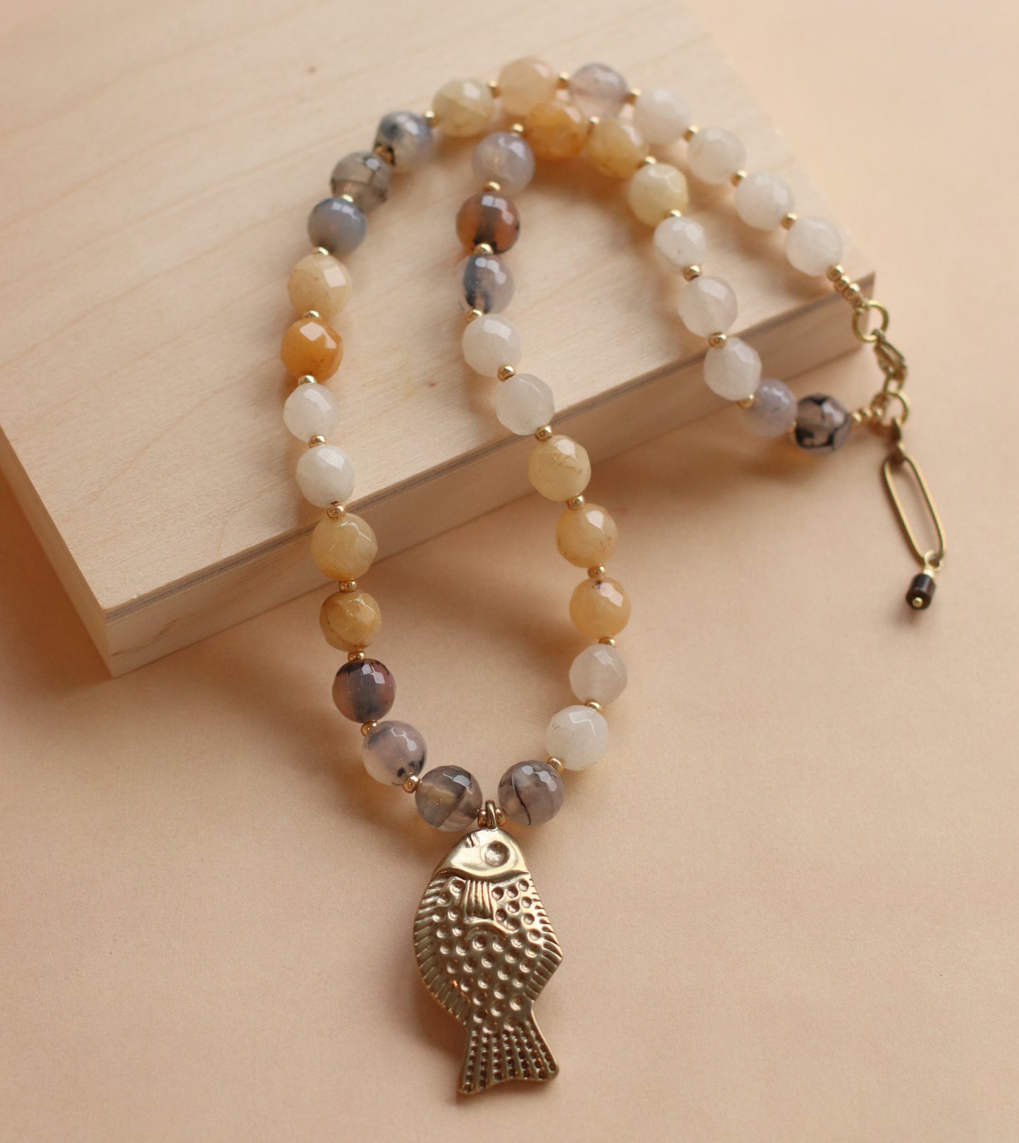 Cire' Alexandria  | Faceted Genuine Yellow Opal with Brass Fish Charm