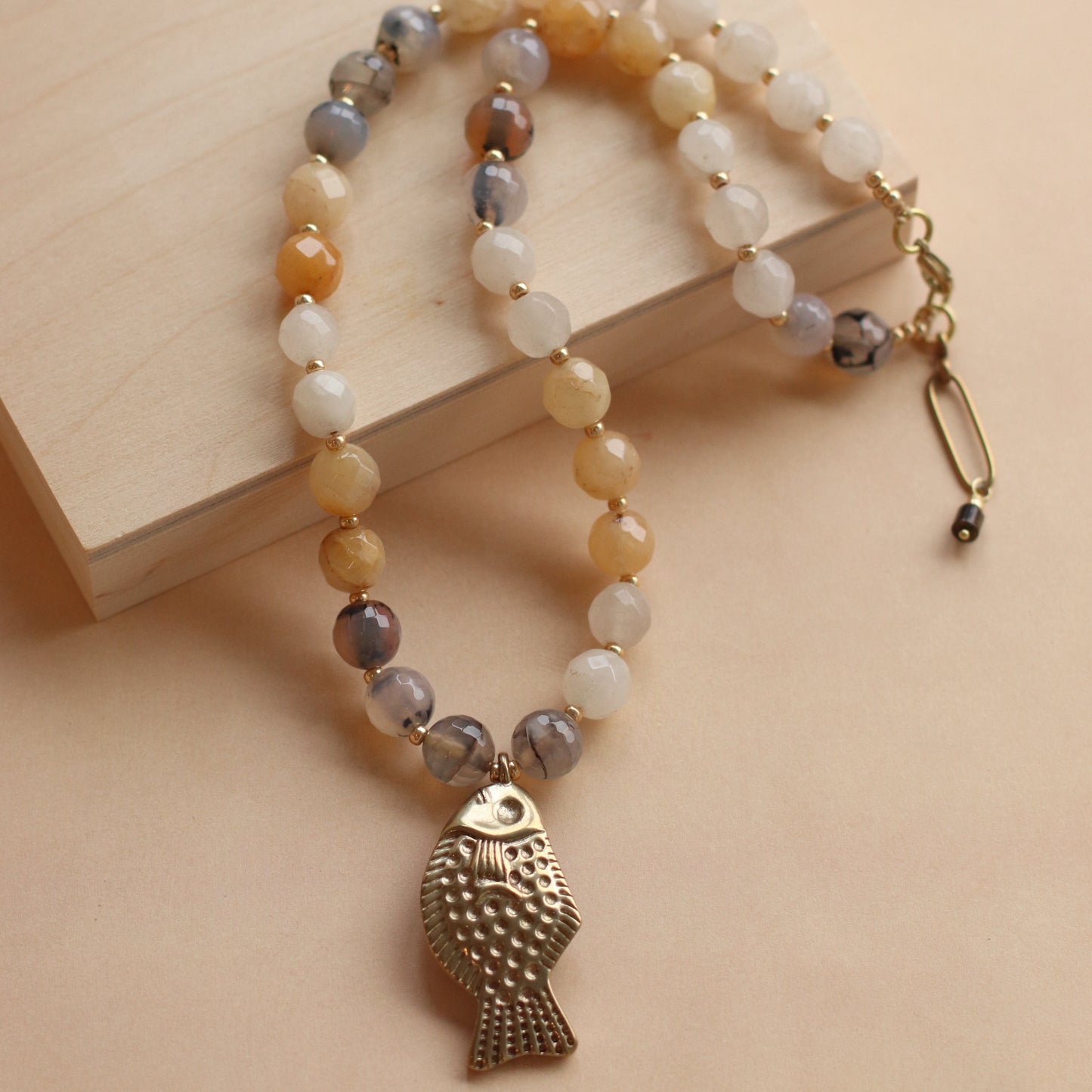 Cire' Alexandria  | Faceted Genuine Yellow Opal with Brass Fish Charm