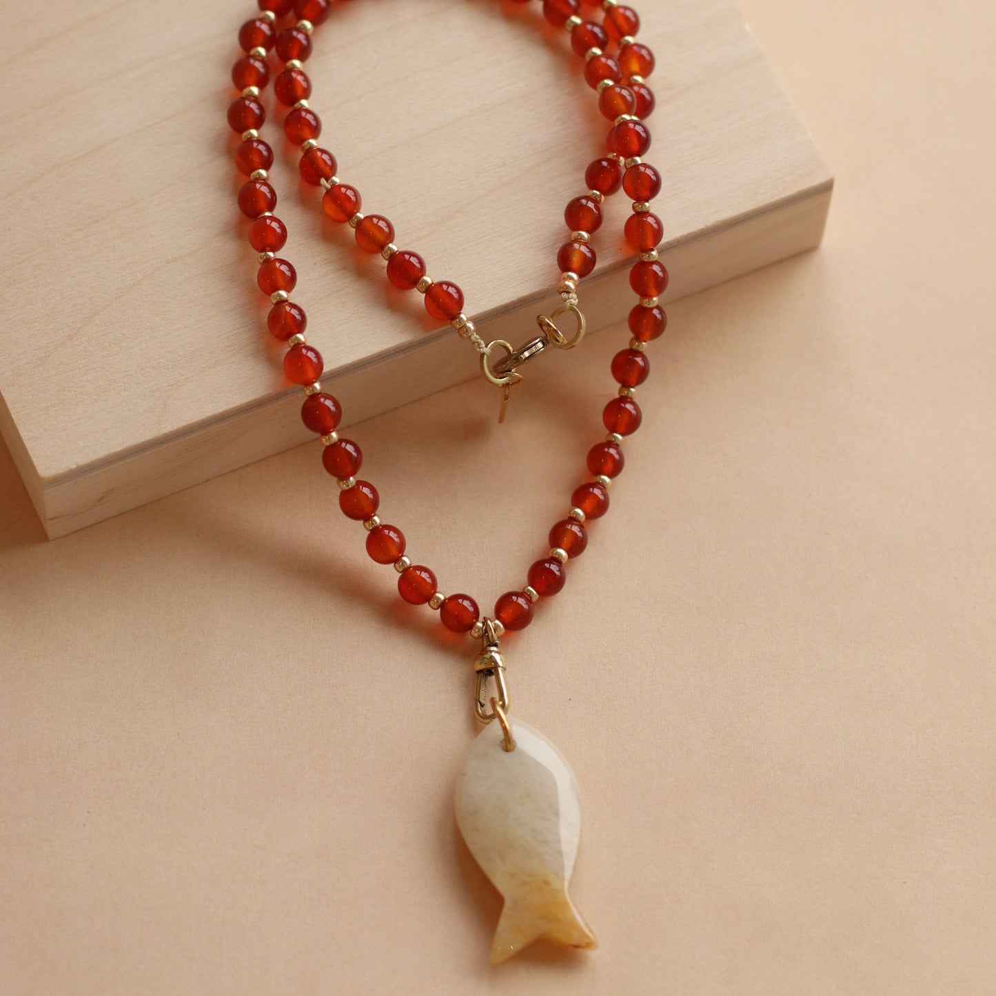 Cire' Alexandria  | Genuine Carnelian Stone with Yellow Agate Fish Pendant